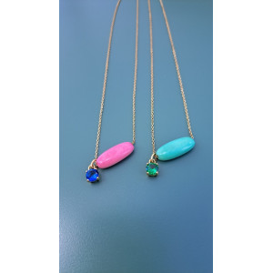 Collier Téa rose zirconium bleu roi