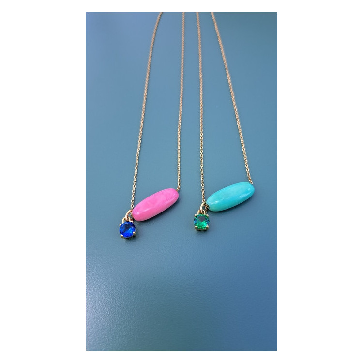 Collier Téa rose zirconium bleu roi