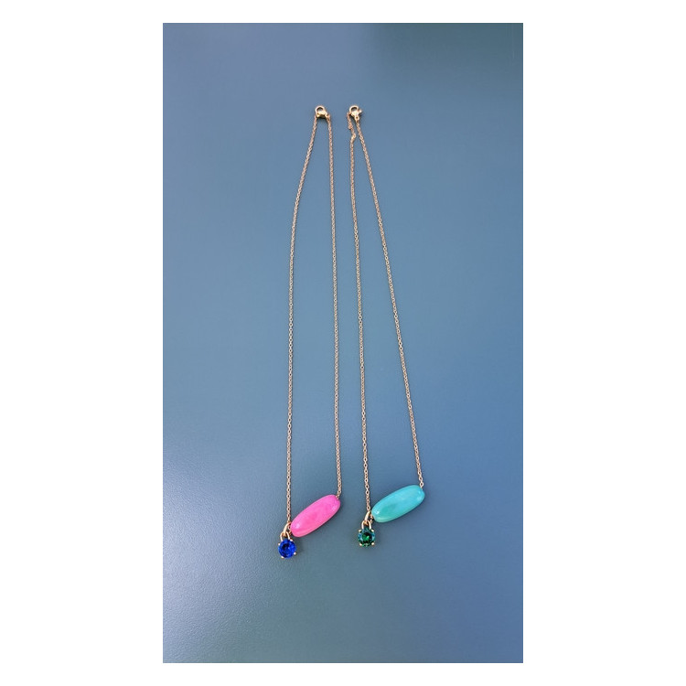 Collier Téa rose zirconium bleu roi