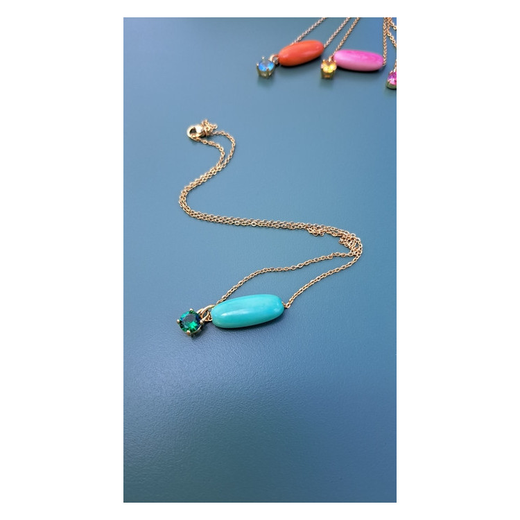 Collier Téa vert zirconium vert menthe