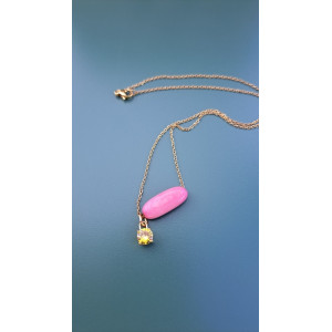 Collier Téa rose zirconium jaune soleil