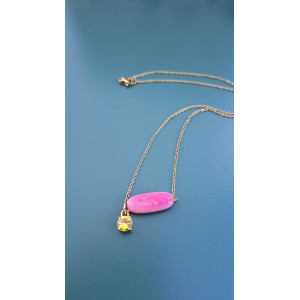 Collier Téa rose zirconium jaune soleil