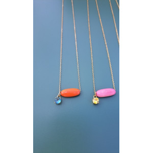 Collier Téa rose zirconium jaune soleil