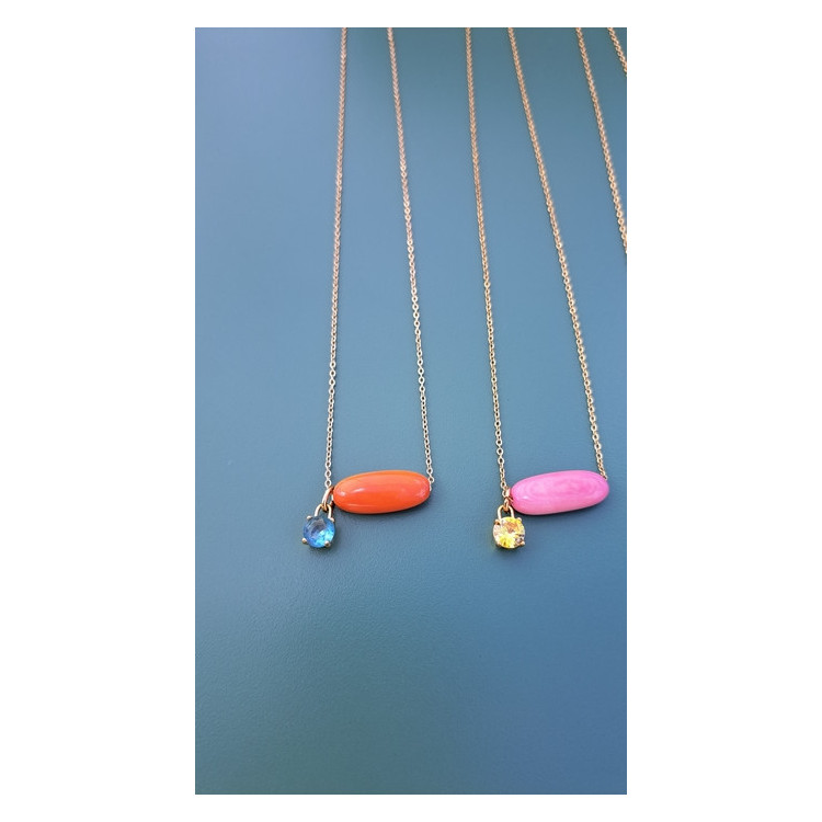 Collier Téa rose zirconium jaune soleil