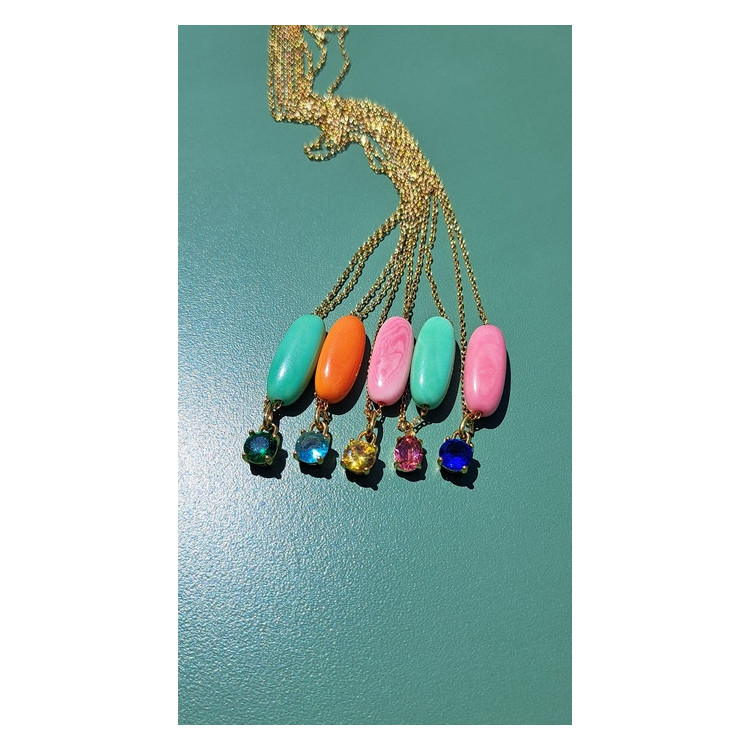 Collier Téa rose zirconium jaune soleil