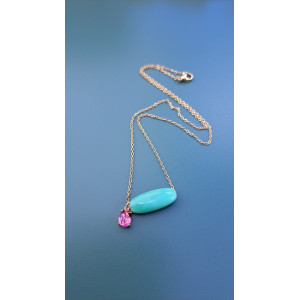 Collier Téa vert zirconium rose framboise