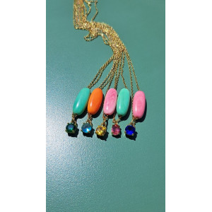 Collier Téa vert zirconium rose framboise