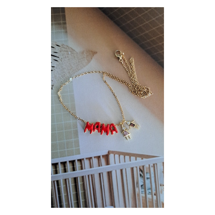 Collier Mama Boy & Girl orange/rose