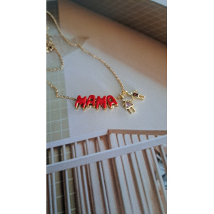 Collier Mama Boy & Girl orange/rose
