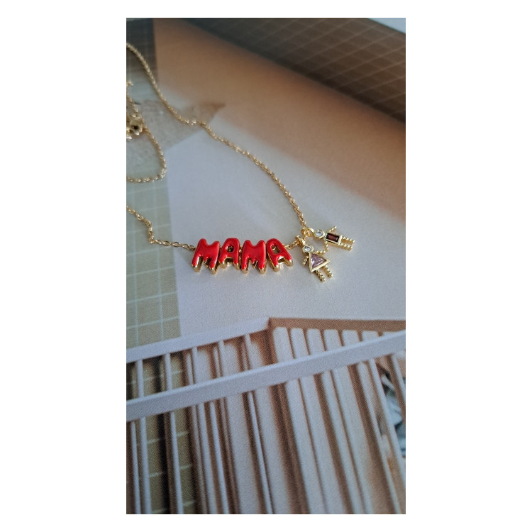Collier Mama Boy & Girl orange/rose