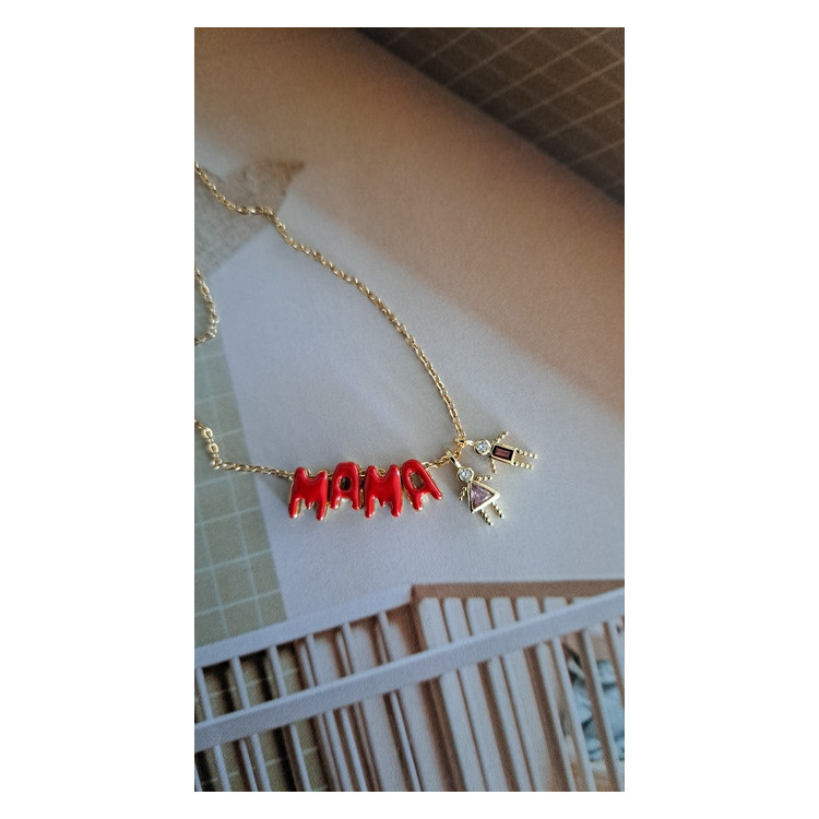 Collier Mama Boy & Girl orange/rose