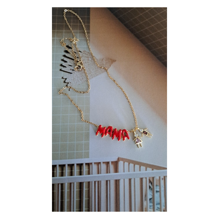 Collier Mama Boy & Girl orange/rose