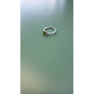 Bague fine argentée Sixtine vert kaki