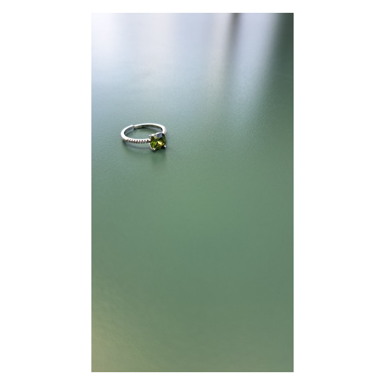 Bague fine argentée Sixtine vert kaki