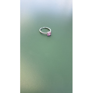 Bague fine argentée Sixtine rose
