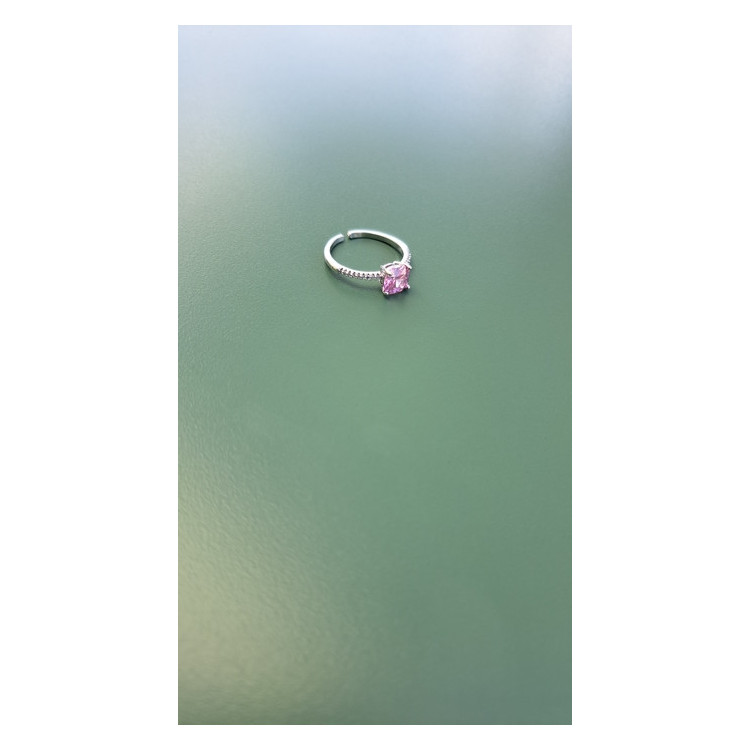 Bague fine argentée Sixtine rose