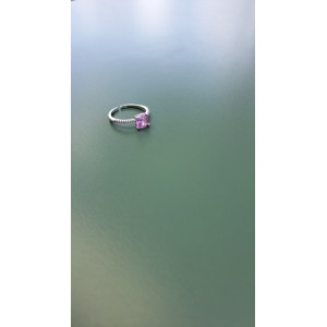 Bague fine argentée Sixtine rose