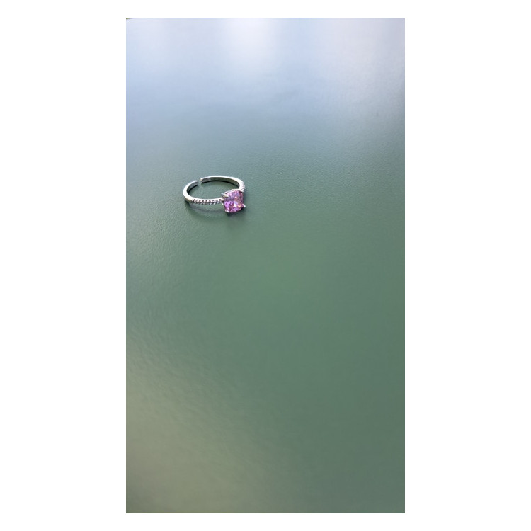Bague fine argentée Sixtine rose
