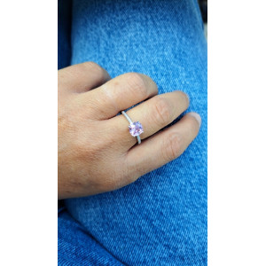 Bague fine argentée Sixtine rose