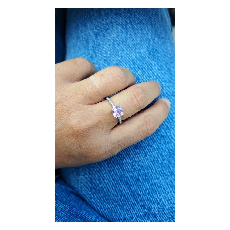 Bague fine argentée Sixtine rose