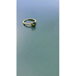 Bague fine dorée Sixtine vert kaki