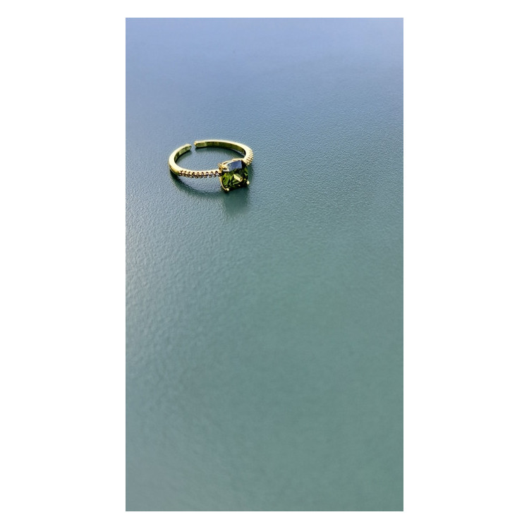 Bague fine dorée Sixtine vert kaki