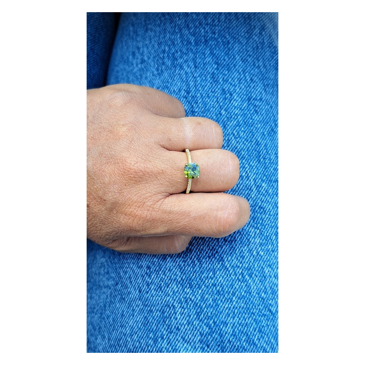 Bague fine dorée Sixtine vert kaki
