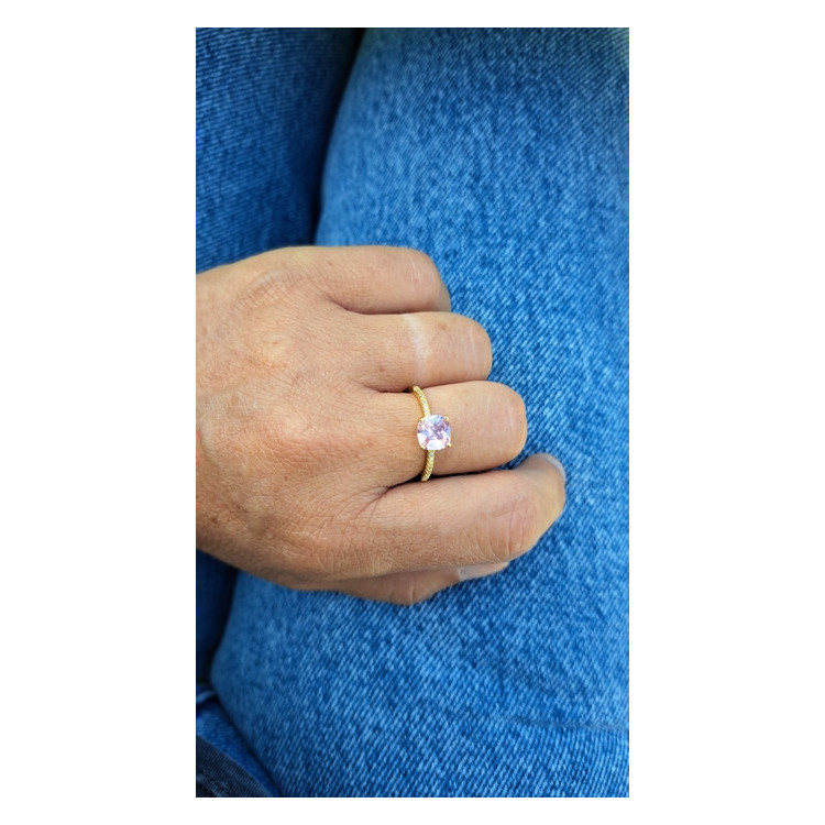 Bague fine dorée Sixtine rose