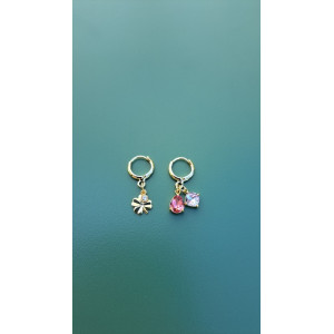 Boucles d'oreilles Lucky rose et mauve