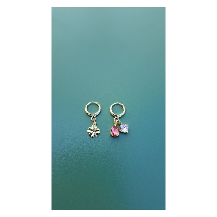 Boucles d'oreilles Lucky rose et mauve