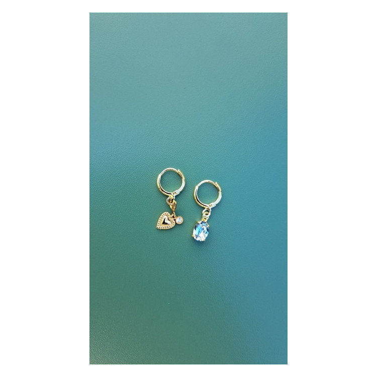 Boucles d'oreilles Bihotza bleu