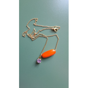 Collier Téa orange zirconium mauve