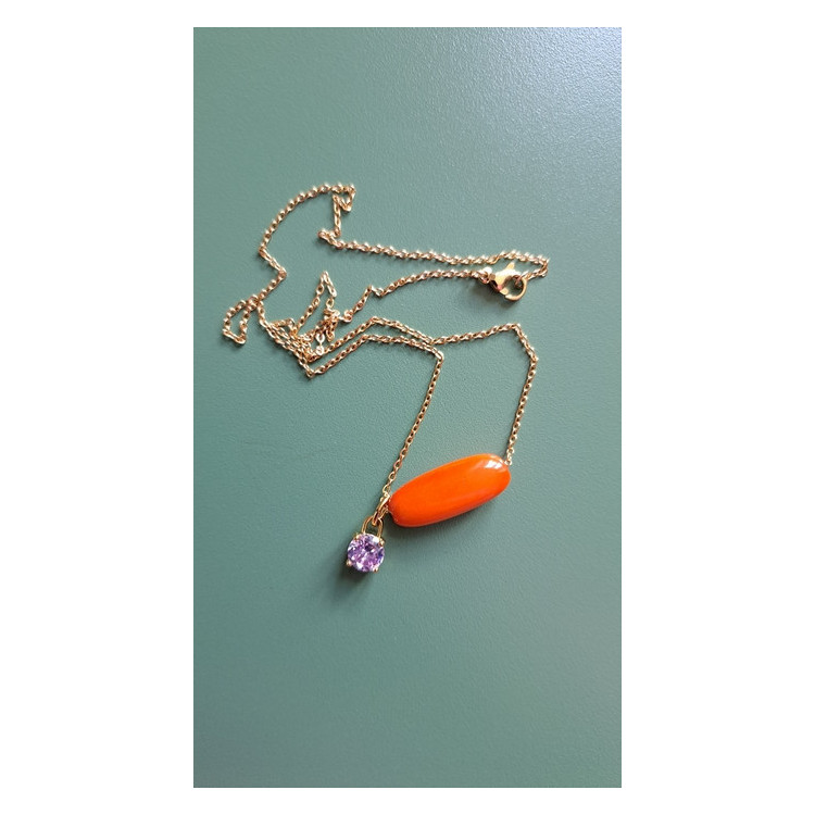 Collier Téa orange zirconium mauve