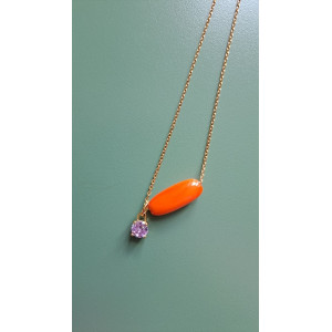 Collier Téa orange zirconium mauve
