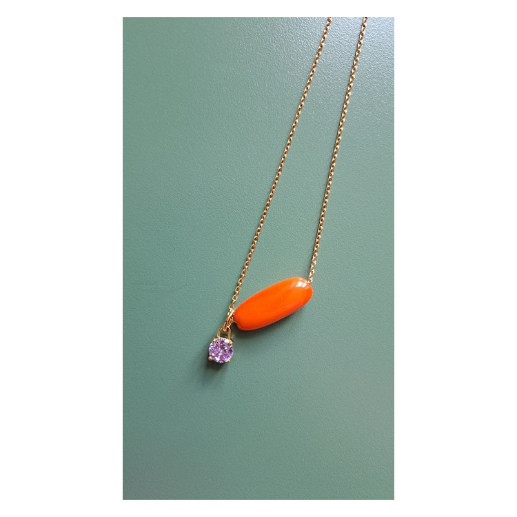 Collier Téa orange zirconium mauve