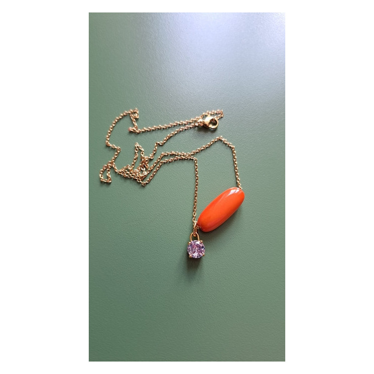 Collier Téa orange zirconium mauve