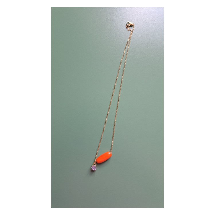 Collier Téa orange zirconium mauve