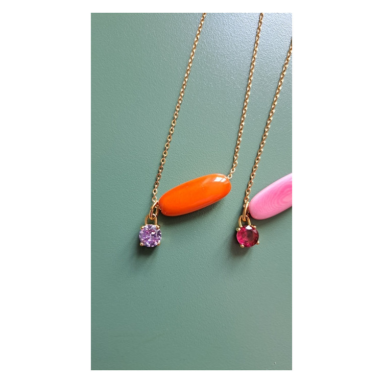 Collier Téa orange zirconium mauve