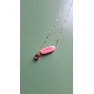Collier Téa rose zirconium rose framboise