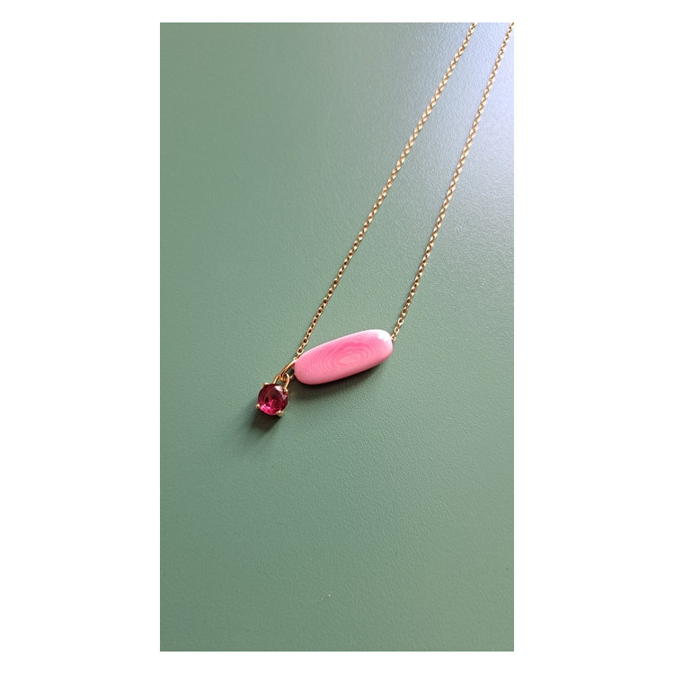 Collier Téa rose zirconium rose framboise