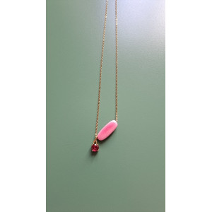 Collier Téa rose zirconium rose framboise