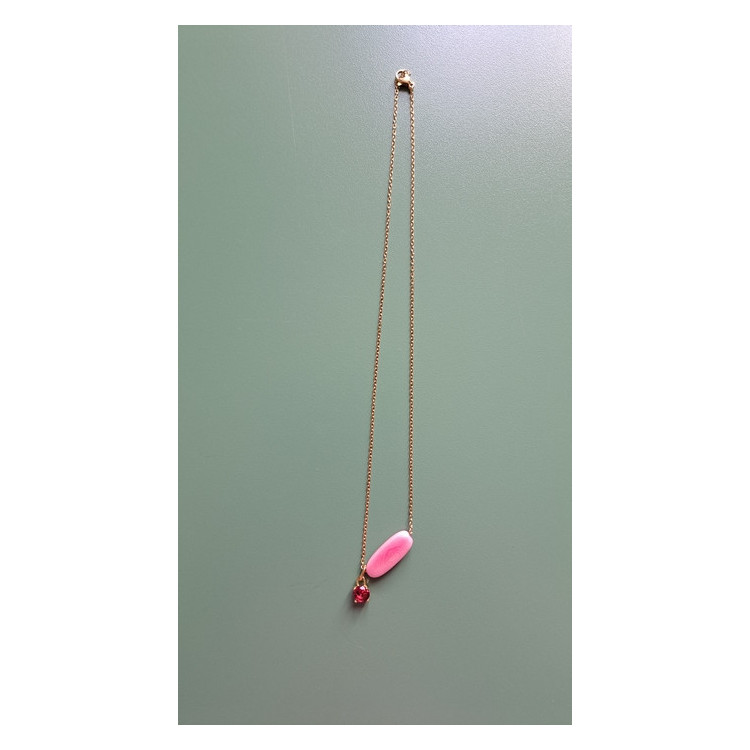 Collier Téa rose zirconium rose framboise