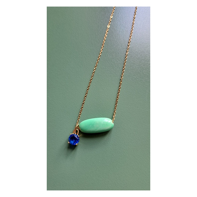 Collier Téa vert zirconium bleu roi