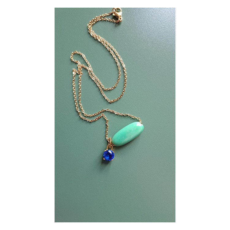 Collier Téa vert zirconium bleu roi
