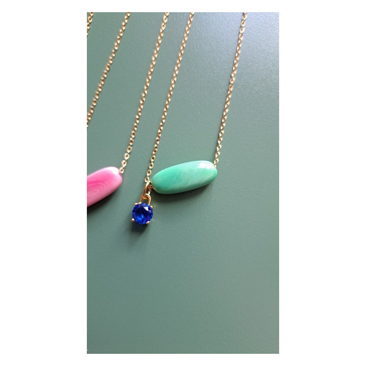 Collier Téa vert zirconium bleu roi