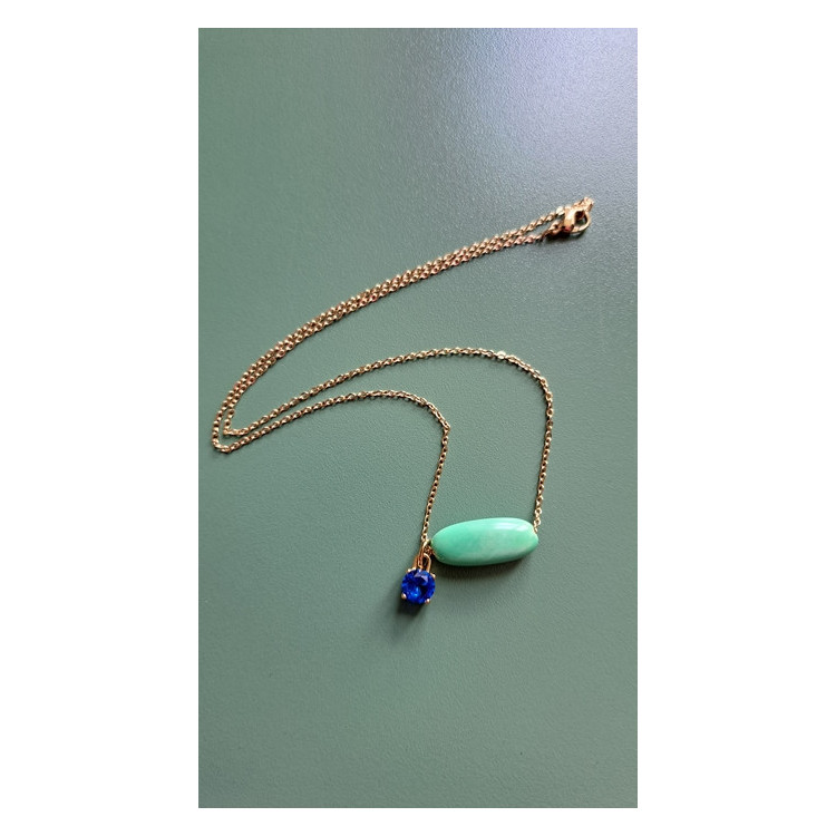 Collier Téa vert zirconium bleu roi