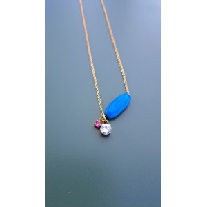 Collier Tessa bleu zirconiums framboise et blanc