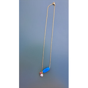 Collier Tessa bleu zirconiums framboise et blanc