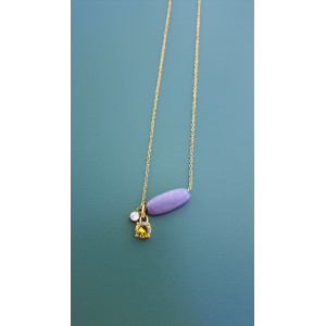 Collier Tessa mauve zirconiums blanc et jaune