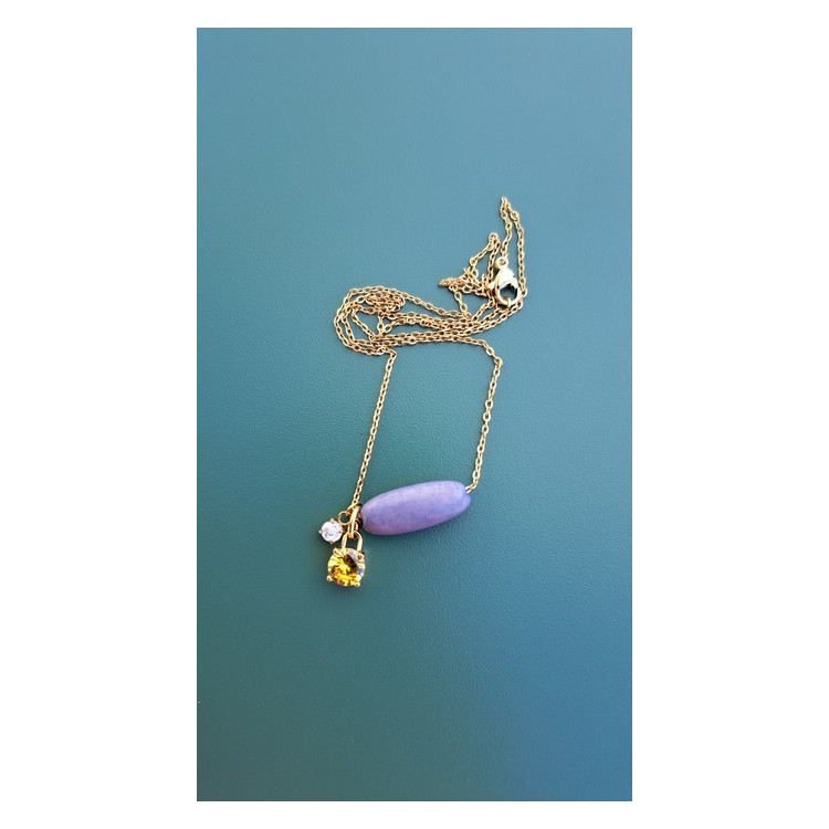 Collier Tessa mauve zirconiums blanc et jaune